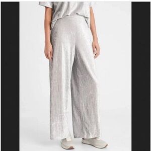 Banana Republic Shimmering Silver Wide Leg Pants